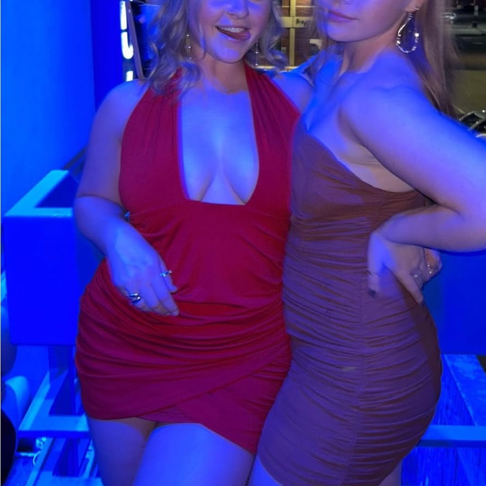 Elegant Red Halter Dress